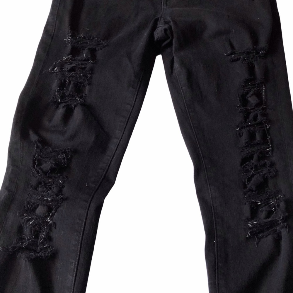 FRAME Black Denim Ripped 26 Le Skinny Film Noir - Picture 6 of 15